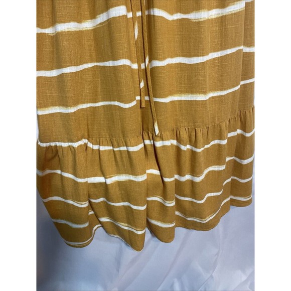 Simply Vera Vera Wang Women size Sm Tiered Midi Dress  Gold Stripe With Lining - Picture 6 of 13